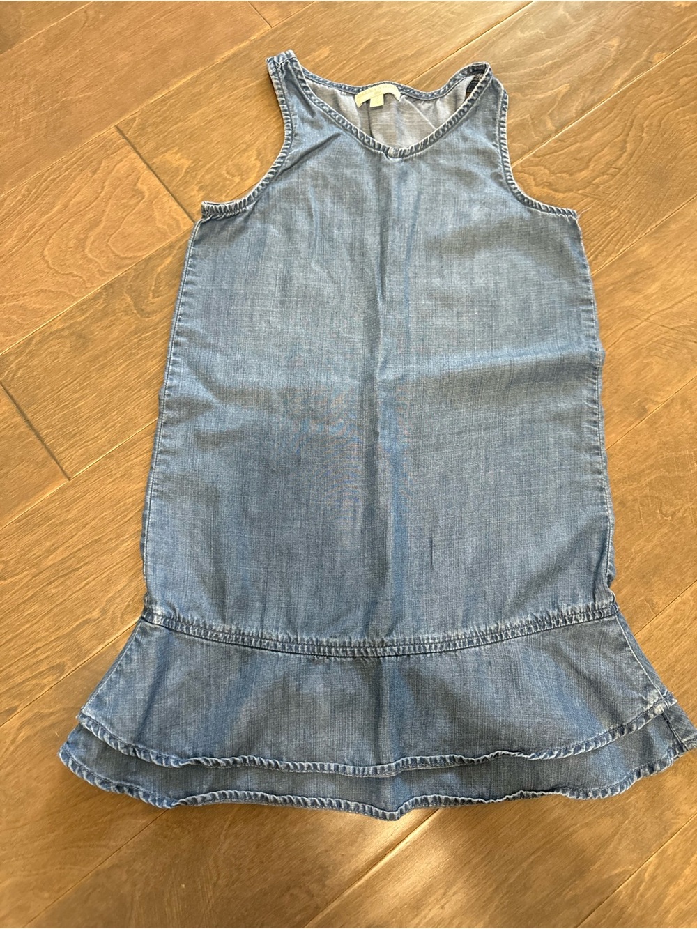 Chelsea & Violet Light Blue Denim Ruffle-Hem Tank Dress